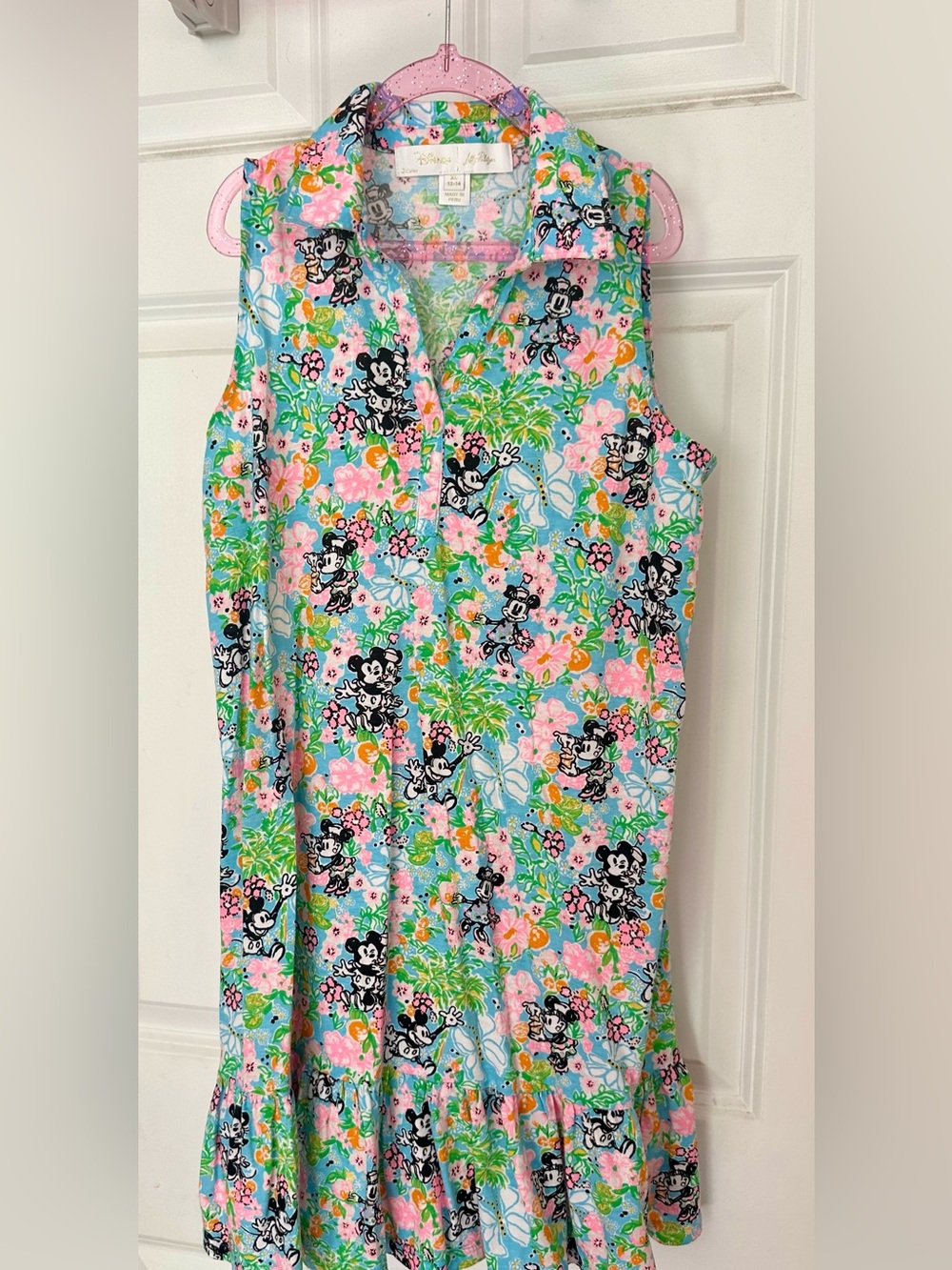 Disney x Lilly Pulitzer Girls XL 12-14 Mickey Minnie Mouse Floral Polo Dress
